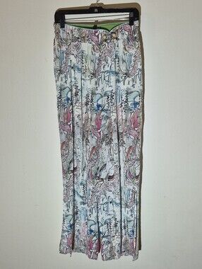 L) Designer Mukzin Oriental Print Crepe Pants